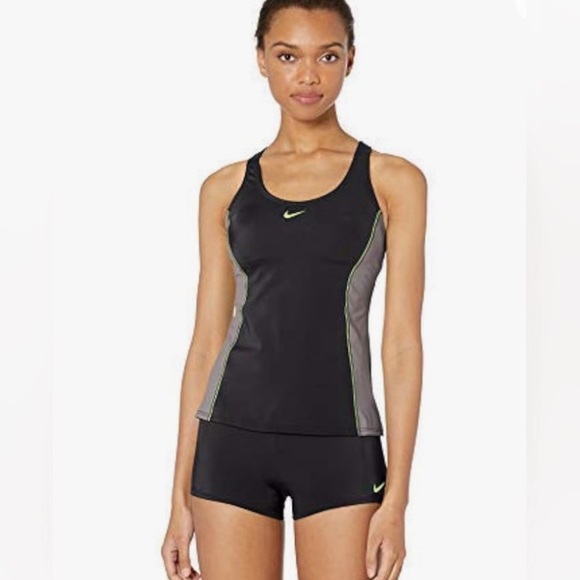 Nike Other - Nike Womens Color Surge Powerback Tankini Swimsuit Set Gray/Black Size XL